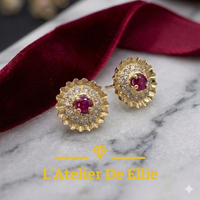 Boucles d'oreilles en or, rubis et diamants