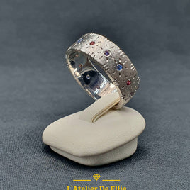 Silver Ring Multicolor Stones