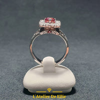 Silver Ring Red and White zirconia