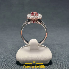 Silver Ring Red and White zirconia