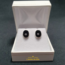 Onyx Silver Studs