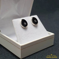 Boucles D'Oreilles Argent Et Onyx