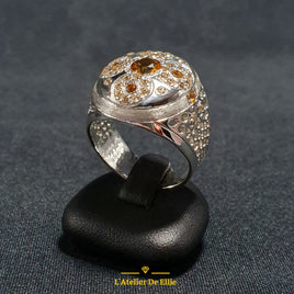 Ladies Silver Ring With Citrines