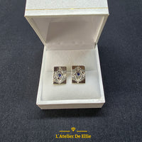 Boucles D'oreilles Argent Saphir Synthétique