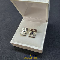 Boucles D'oreilles Argent Saphir Synthétique