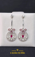 Boucles D'Oreilles Cocktail Rubis Synthétiques