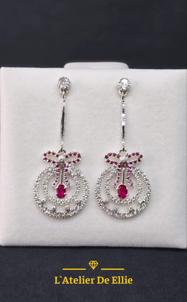 Cocktail Earrings Synthetic Rubies