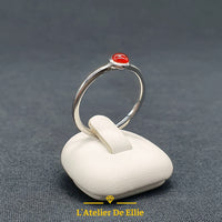 Silver Ring Amber Stone